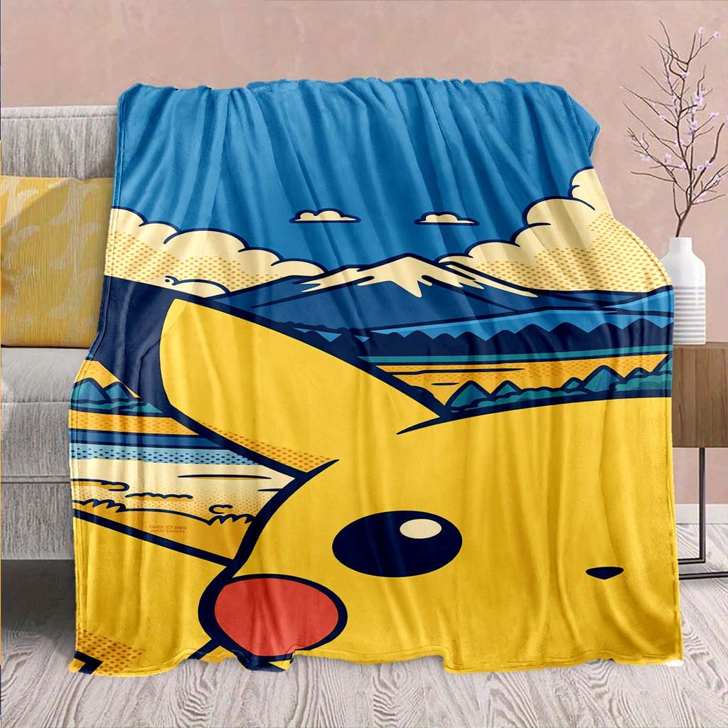 Pokémon Anime Flannel Blanket - Soft Warm Perfect for Sofa, Bedding Camping Travel Office Home Decor -QJY
