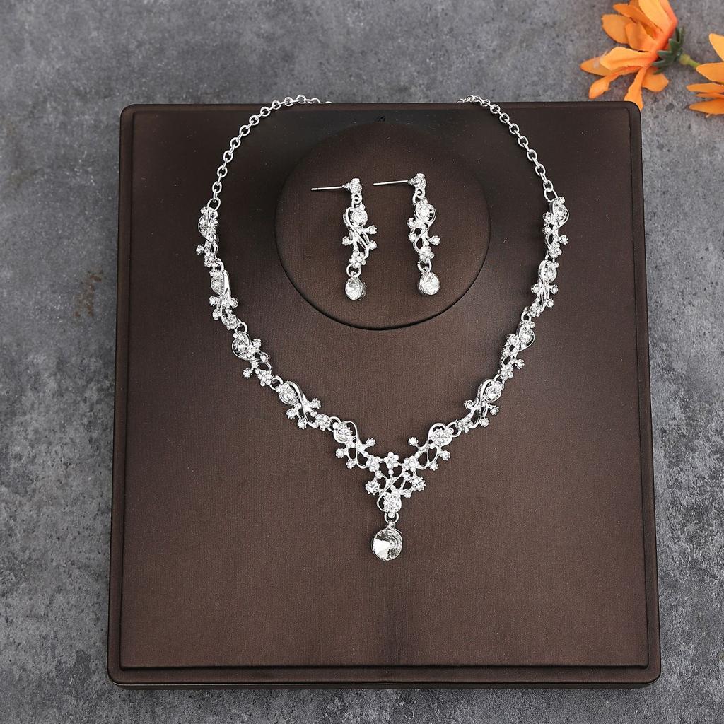 Корейская свадебная корона, головной убор из трех частей, аксессуары для волос на день рождения к свадебному платью, свадебные аксессуары, ожерелье, серьги