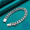 Мужские браслеты сбоку 10 мм, цепочка с квадратной пряжкой, браслет для мужчин и женщин, свадебные украшения для помолвки, вечерние, Pulseras Mujer