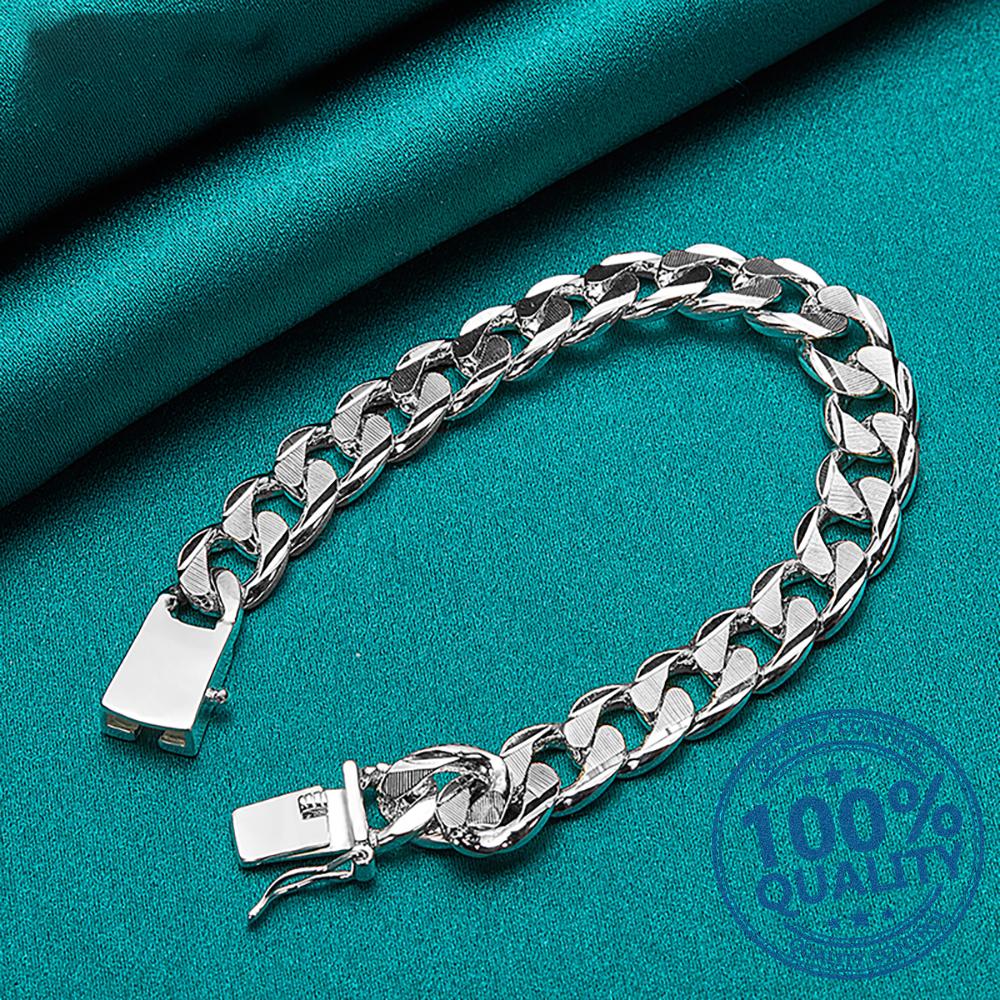Мужские браслеты сбоку 10 мм, цепочка с квадратной пряжкой, браслет для мужчин и женщин, свадебные украшения для помолвки, вечерние, Pulseras Mujer