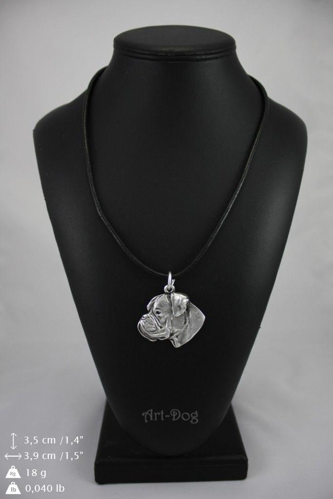 Boxer, German Boxer III - Necklace with dog, silver-plated pendant for dog fan, unique jewelry by Art-Dog brand