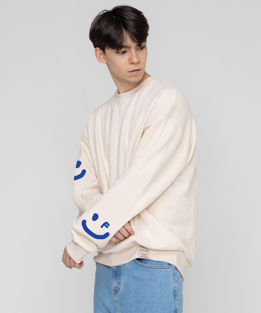 GRAVER [Unisex] Multi Smile Drawing Sweatshirt_Cream