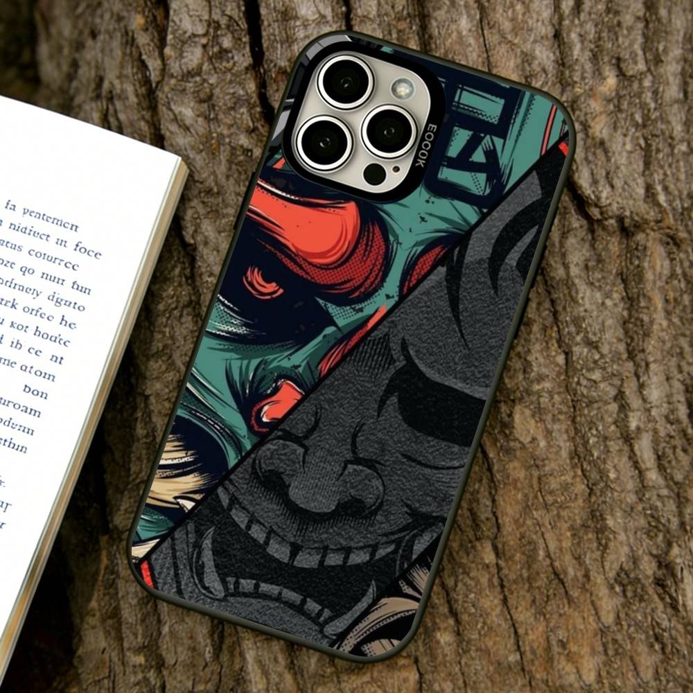Hannya Mask Phone Case For iPhone 17,16,15,14,13,12,11 Plus,Pro Max,XS,Colorful Silver Black Cover
