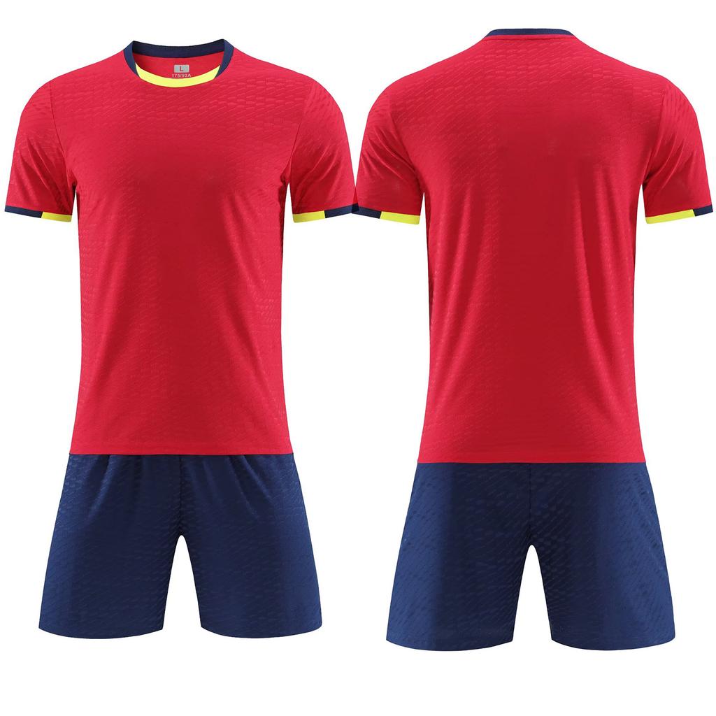 Wholesale football jersey set Customized men's and women's training short-sleeved jersey Student sports competition breathable and quick-drying 