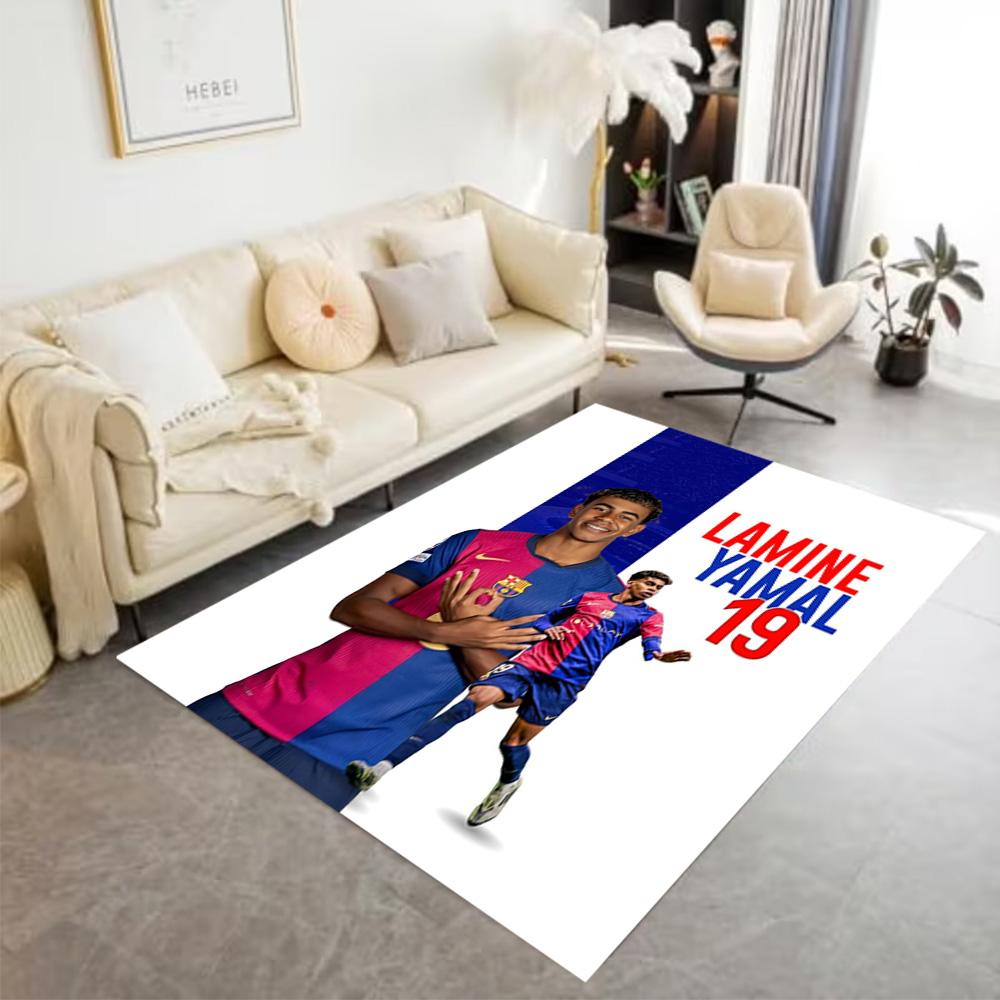 Lamine Yamal's Soccer Journey Carpet Perfect for Balcony Outdoor Dining Room Entryway Anti-slip Rug Anime Office Decor Wedding Party Gift