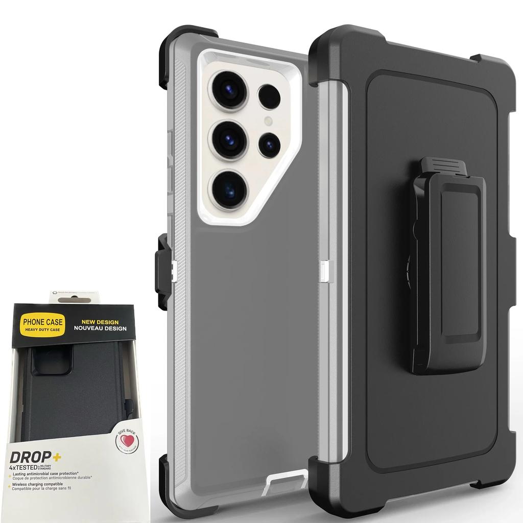 3 в 1 прочный прочный противоударный чехол Otter Armor Box для Samsung Galaxy S25 Ultra S24 S23 S22 S21 S20 Plus Note20 с зажимом для ремня