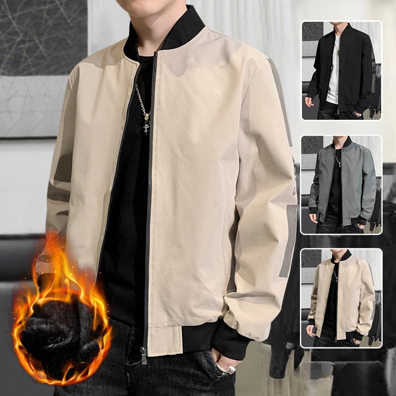 Baseball Collar Jacket Men's Spring Trendy Loose Baseball Uniform Jacket Green Simple Versatile Casual Top