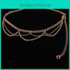 Metal Designer Waist Chain For Women Vintage Style With Engraved Elements For Daily Use