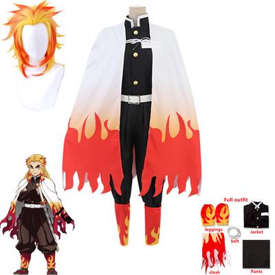 Аниме Demon Slayers Kimetsu no Yaiba Rengoku Kyoujurou Косплей Костюм Кимоно Униформа Хэллоуин Карнавал Одежда для рождественской вечеринки