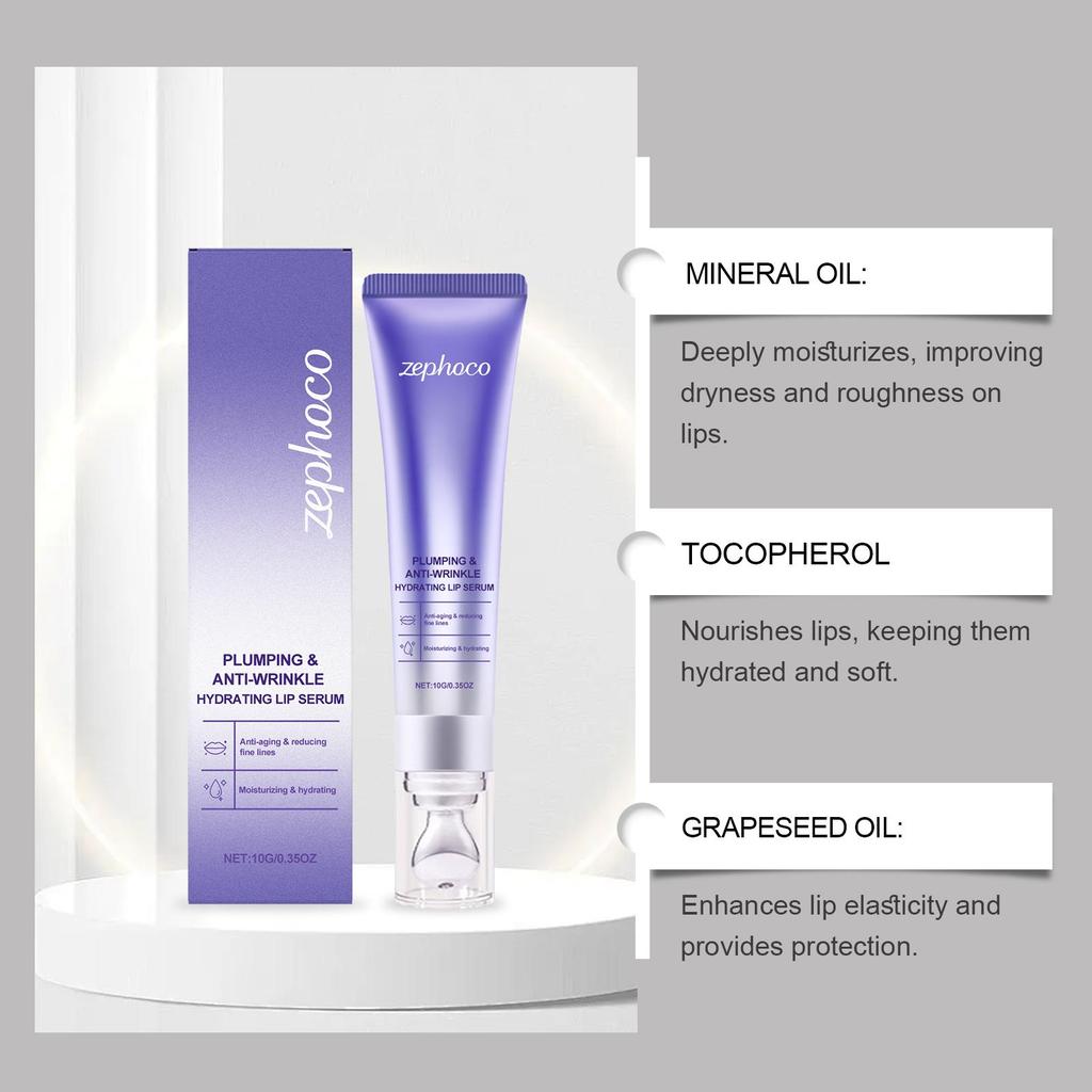 zephoco Сыворотка для увеличения губ Увлажняющий блеск Уход для сухих потрескавшихся губ Увлажняющий уход Усилитель объема Мягкий гладкий