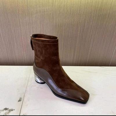 Модные замшевые ботильоны с квадратным носком, массивные туфли на каблуках, женские брендовые роскошные зимние трендовые ботинки челси 2025 года, туфли-лодочки для вечеринок Botas Mujer