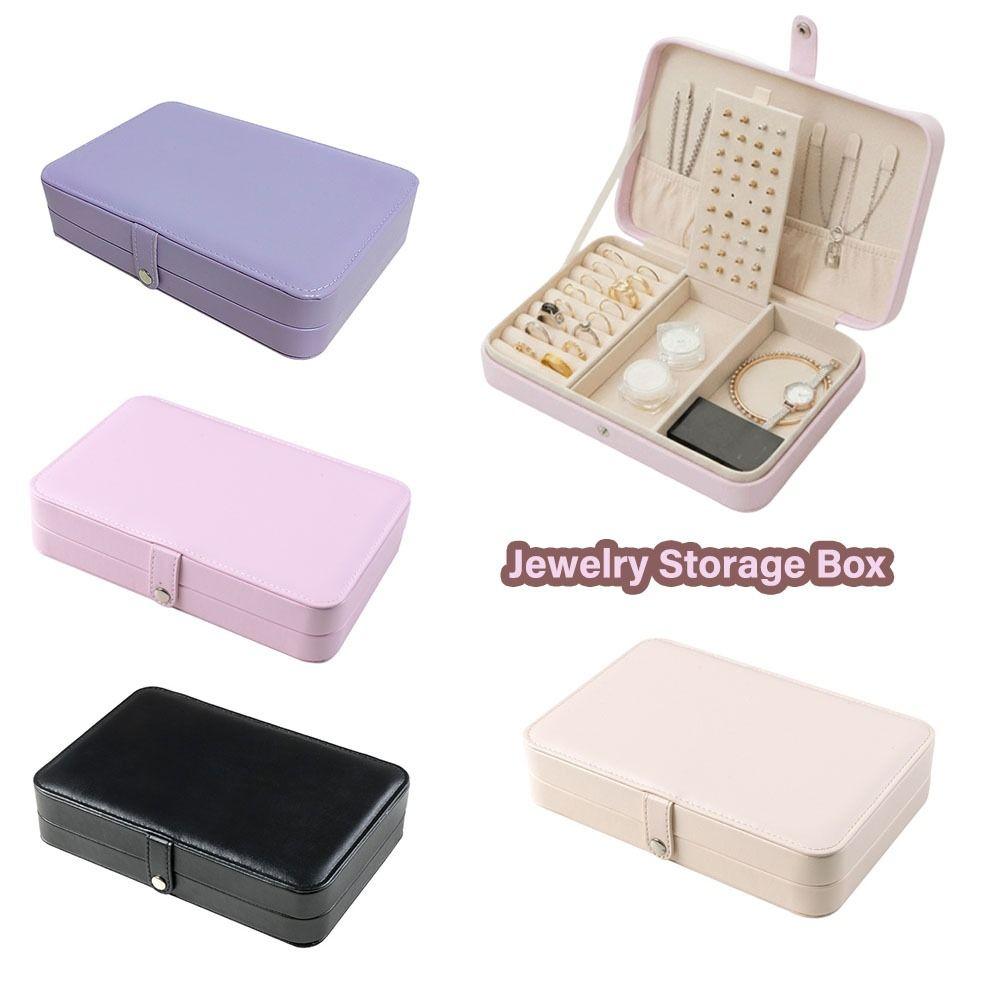 Solid Color Jewelry Storage Box High Capacity Necklace Storage Case Women Gift