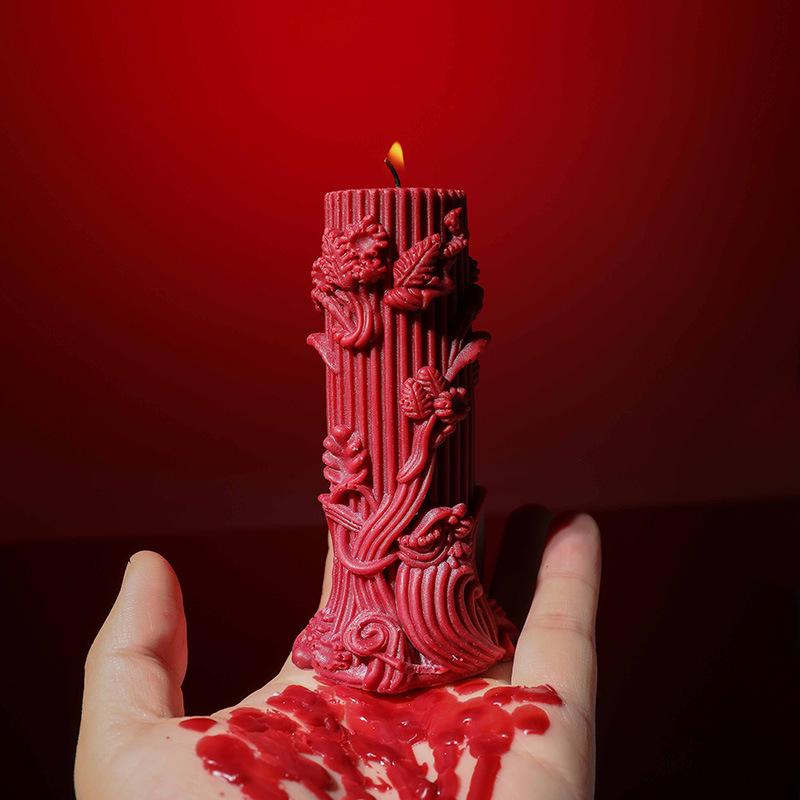 Европейская 3D узорная ароматическая свеча - Элегантный низкотемпературный столбик для домашнего декора и романтической атмосферы