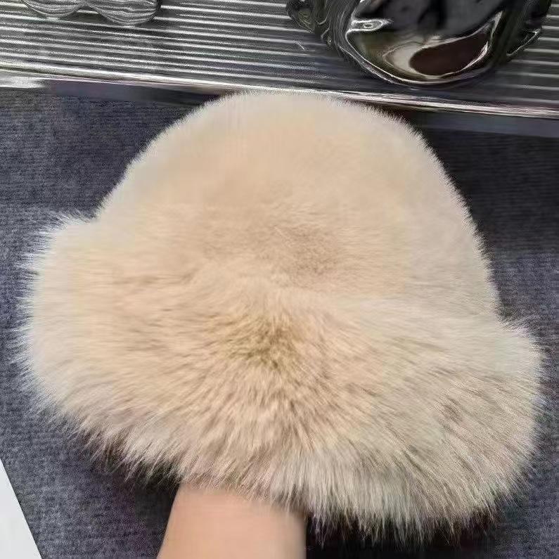 Winter new thickened warm imitation fur hat women's bucket hat high texture small Mongolian hat