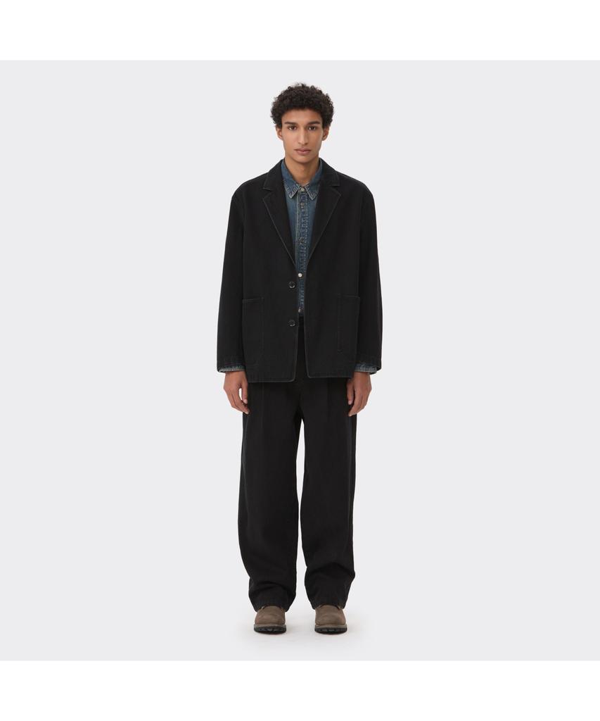 Customellow Black Notched Lapel Denim Jacket Cwjas26111Bkx