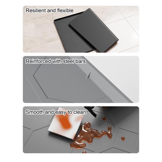 Cat Litter Box Mat with Raised Edges Non-slip Waterproof Urine Proof Easy Clean Scatter Control Kitten Litter Trapping Mat Silicone Floor Pad Pet