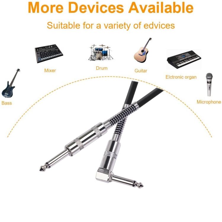 TC048SL 6,35 мм штекер прямой к локтю аудио кабель для электрогитары, длина кабеля:3m