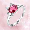 Gica Gema Created Ruby Genuine 925 Sterling Silver Ring For Women Red Gemstone Engagement Vintage Wedding Bands Cute Rabbit Jewelry