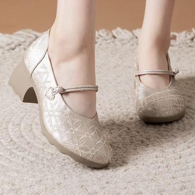Туфли для мамы женские новые китайские туфли ханьфу этнический стиль вышитые туфли ретро для среднего и пожилого возраста древний стиль удобные туфли на плоской подошве
