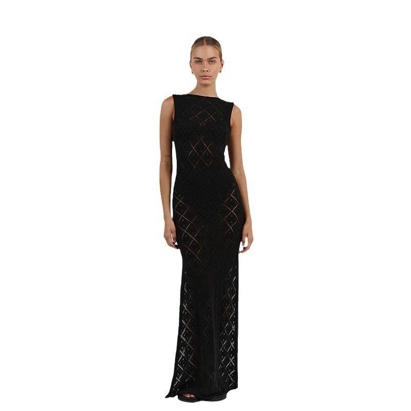 New Women's See-through Crochet Hollowed-out Knitted Dress