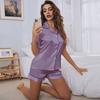 Women's Pajamas Set Satin Sleepwear Button Down Tops and Shorts Pajama 2 Piece Suit Pyjama Femme Nightwear Loungewear for Summer