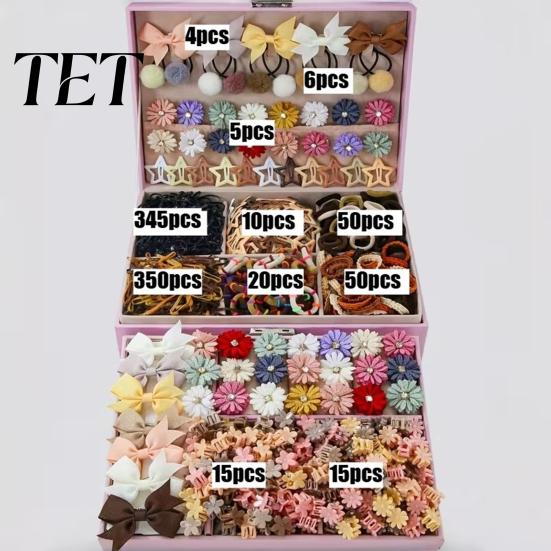Colorful Styling Tools for Kids Hair Accessories Set Girls, Bows, Butterfly Clips, Barrettes, Photo Shoots Elastic Ties, Claws Toddlers Birthday