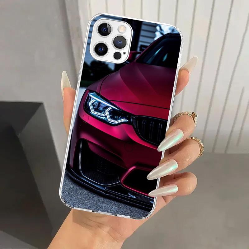 Синий Красный Автомобиль для B-Bmw Чехол для Телефона для Iphone 16 15 14 13 12 Mini 11 Pro Max 16E X XS XR 7 Plus 8 SE 2020 Мягкий Funda Печатный Корпус