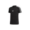 Adidas Originals Striped Logo Micro Label Round Neck Casual Short Sleeve T-Shirt Men Tops Black GK1963