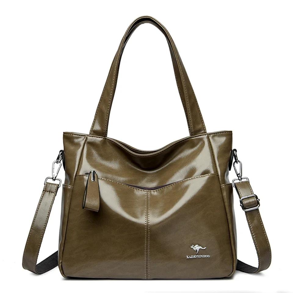 Высококачественные мягкие кожаные сумки через плечо для женщин, большая вместимость, роскошная сумка, брендовая дизайнерская повседневная сумка