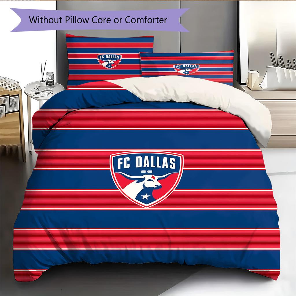 FC Dallas Pattern Bedding Quilt Set Home Decoration Gift (1 * duvet cover + 2 * pillowcase without core)