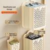 Wall-Mounted Foldable Laundry Hamper: Large Capacity Dirty Clothes Storage Basket for Bathroom and Household Use.