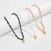 Boho Black Crystal Beads Necklace for Women Metal Heart Pendant Female Elegent Jewelry Luxury Rhinestone Choker Necklaces