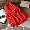 Scarf Women'S Winter Maillard Premium Korean Crumpled Solid Color Cashmere Casual Shawl Dual Use