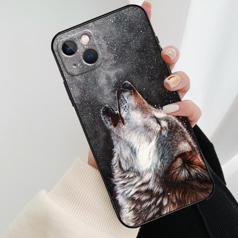 Чехол для телефона с изображением воющего волка для iPhone 17 Pro Max 14 13 12 11 15 16 Pro Max mini 15 16 Plus 16e 17 Air Cover
