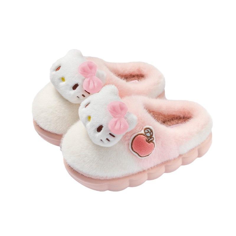 Хлопковые тапочки Sanrio для детей и родителей: Мультяшный дизайн Hello Kitty и Куроми для женщин (Осень зима)