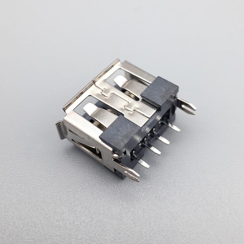 Разъем USB 2.0 Female, 10,0 мм, Короткий корпус, Вертикальный прямой пайка 180°, Черный.