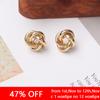 Tiny Metal Stud Earrings for Women Gold Color Twist Round Earrings Small Unusual Earrings Boucles D'oreilles Fashion Jewelry
