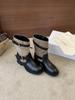 Retro short tube belt buckle thick heel thin short boots women's autumn new temperament knight boots