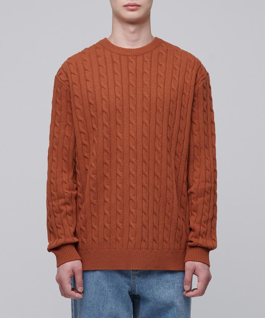 MUSINSA STANDARD Cable Crew Neck Knit [Tangerine]