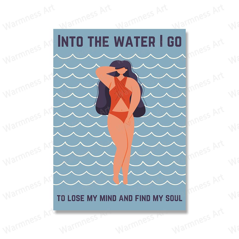Минималистские плакаты для плавания, абстрактные картины на холсте, принты с цитатами «Lose My Mind», настенные художественные картины для декора гостиной