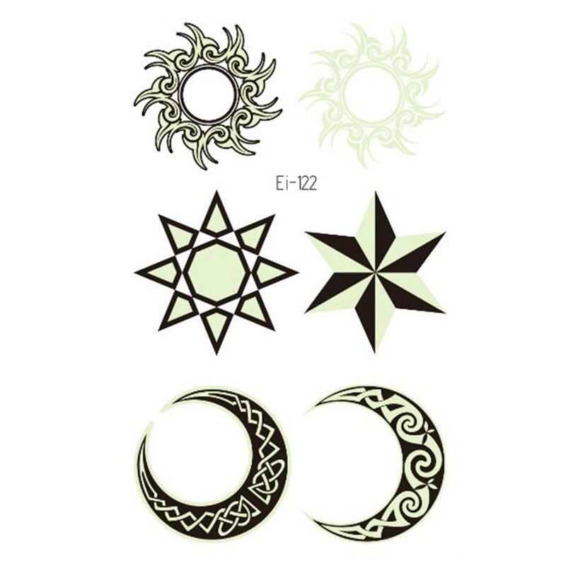 Tattoo Sticker TotemSymbol Flame Stars Moon Flash Luminous Tattoos Wolf Body Art Arm Waterproof Temporary Fake Tatoo Women Men