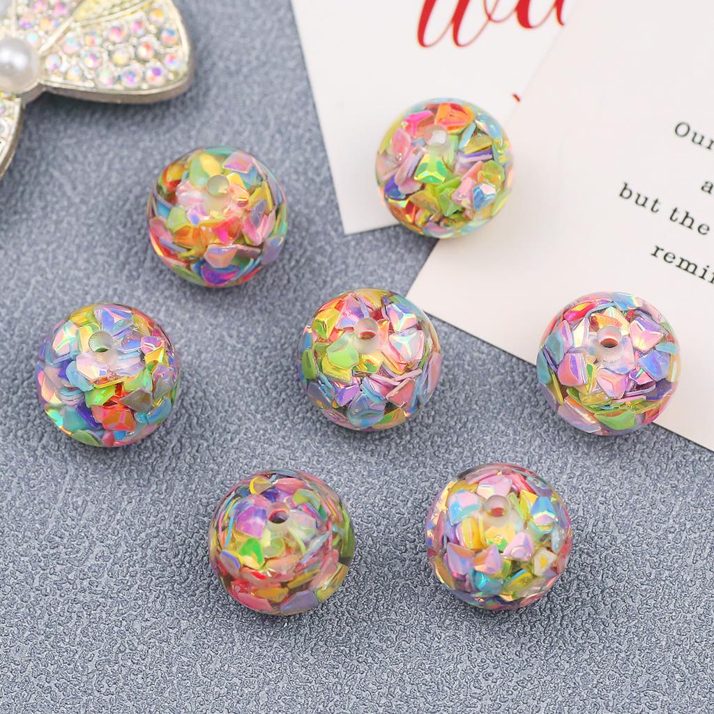16Mm Colorful Color Resin Sequins Round Spaced Loose Beads For Jewelry Making Charms Bracelet Necklaces Keychain Diy Accessories
