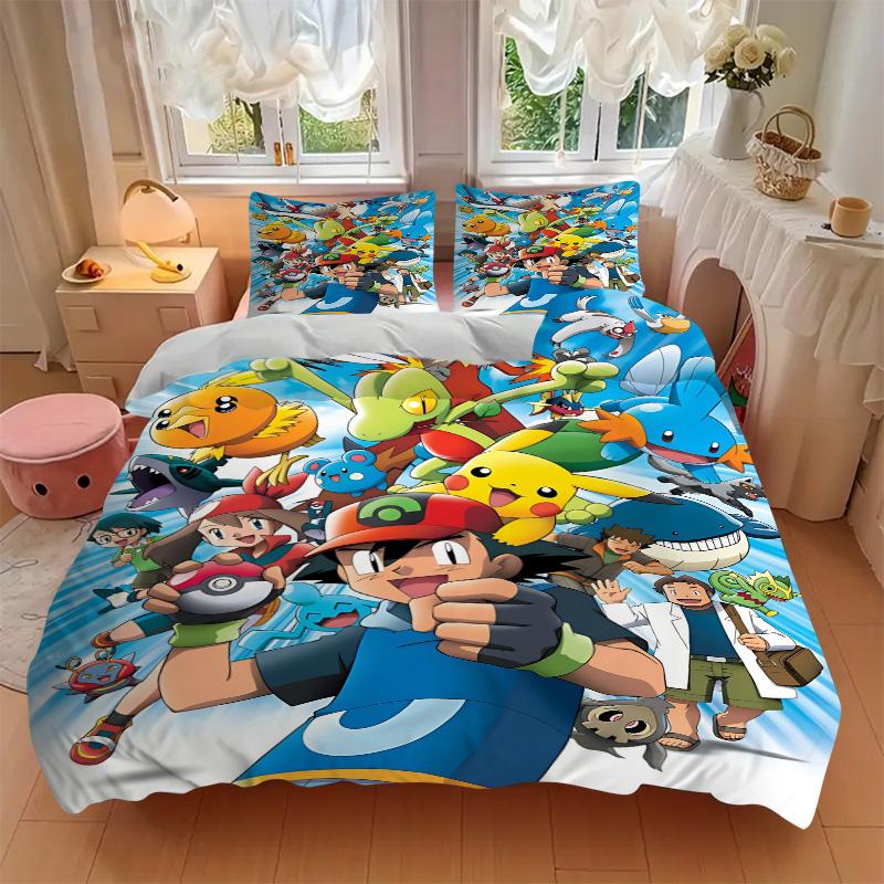 Pokmon Adventure Begins Print 3Pcs Bedding Setduvet Cover With 2 Bedropillowcase Home Birthday Gift