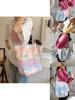 Pink Floral Canvas Tote Bag With Soft Cotton Material And Trendy Street Fashion