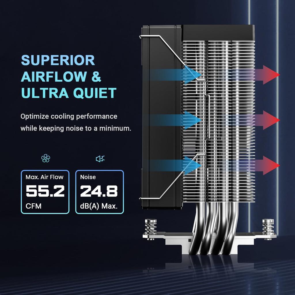 Side Flow CPU Cooler for with 120mm Silent Fan Black ID-COOLING FROZN-A410-SE Intel&AMD