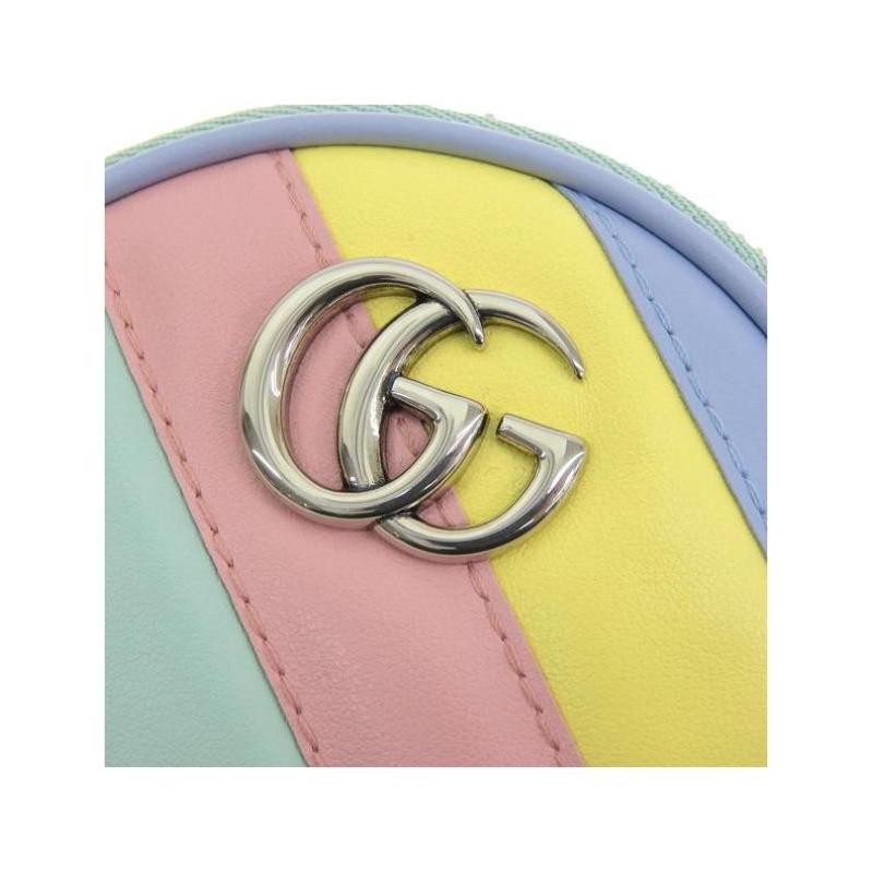 Gucci Double G pattern zipper closure leather wallet women's blue/multicolor