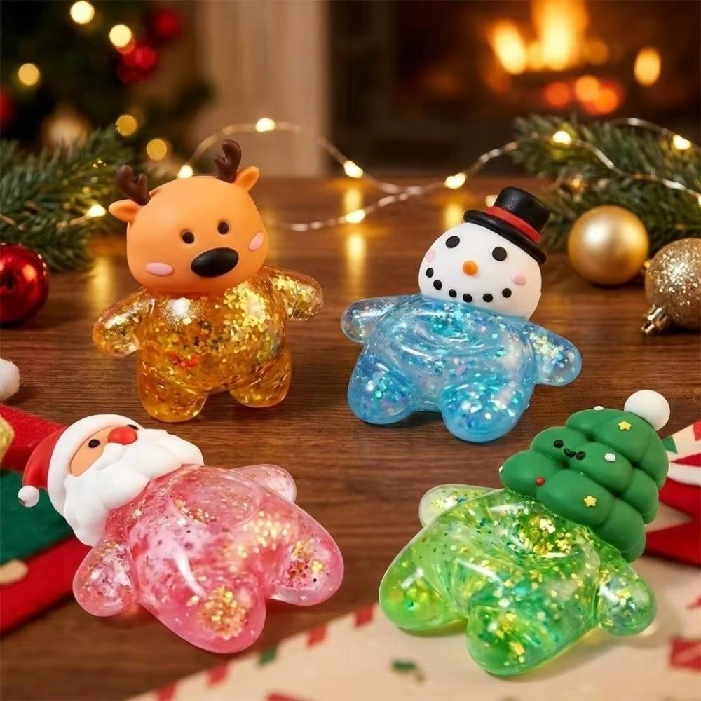Soft Squeeze Toy Glitter Stress Relief Toy Fun Christmas Fidget Toy Holiday Season