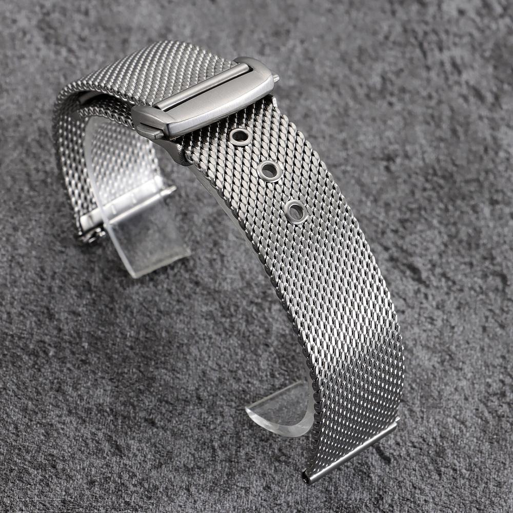 Для Omega Seamaster 007 20мм 22мм Серебристо-Черный Сетчатый Браслет Плоский Интерфейс Стальная Ремешок для Часов Быстросъемный Мужской Женский