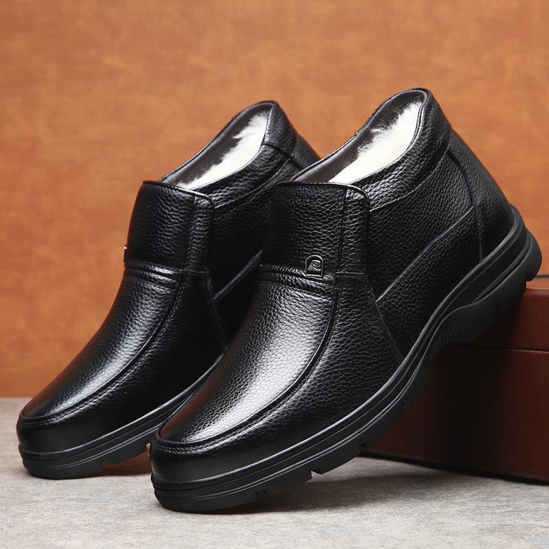 Зимние новые кожаные бархатные теплые хлопковые туфли, устойчивые к холоду, утолщенные хлопковые кожаные туфли, хлопковые туфли большого размера