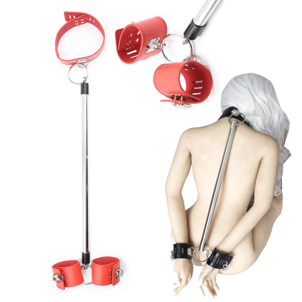 Набор наручников для бондажа Распорка Секс Наручники на лодыжки Ошейник на шею Поводок Средства ограничения Слэвские кандалы Игровой инструмент 18+ Секс-игрушки для пары